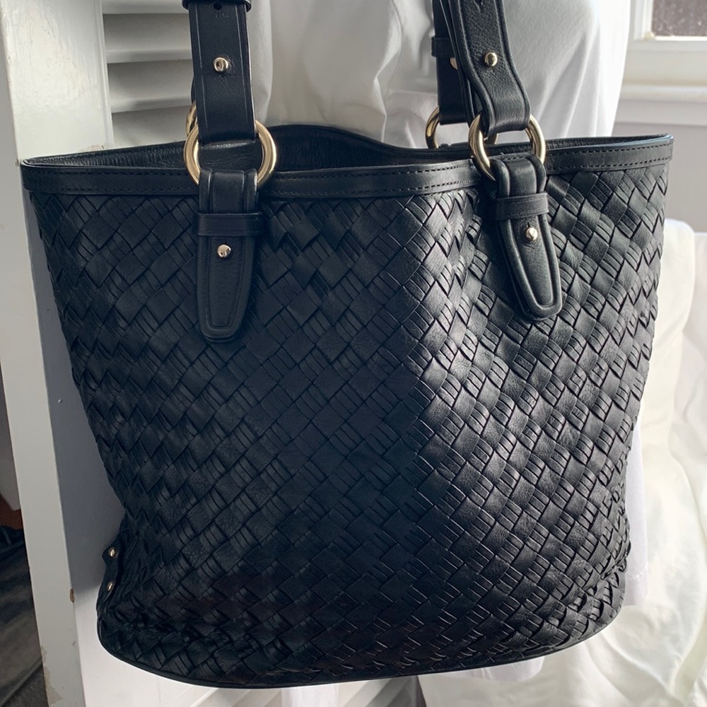 Cole Haan Woven Leather Handbag. EUC!
